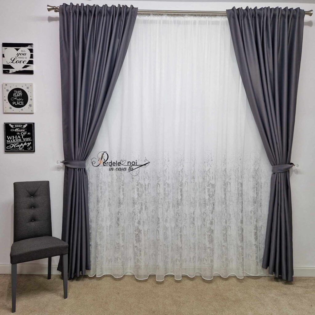 Sale Perdea alba silver, 3m x 1,80h, rejansa universala