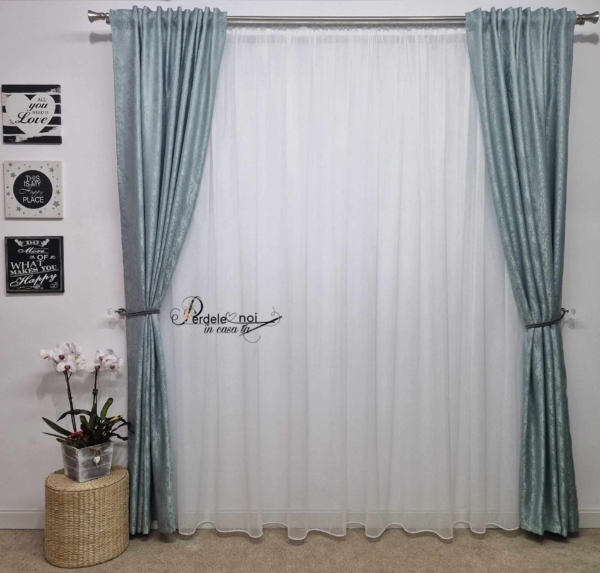 Draperie blackout insertii turcoaz deschis