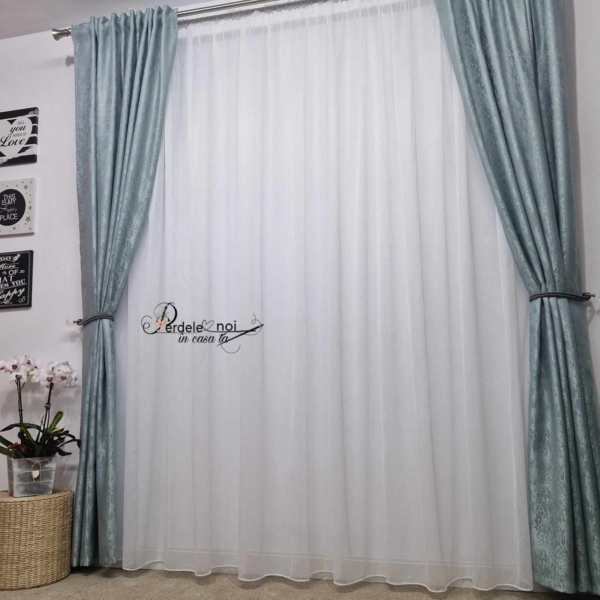 Draperie blackout insertii turcoaz deschis