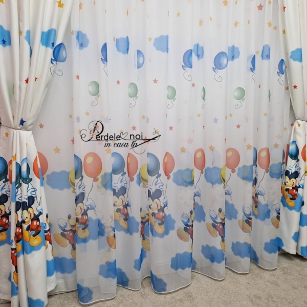 Draperie copii Mickey cu baloane