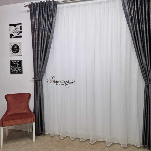 Draperie catifea gri antracit cu model