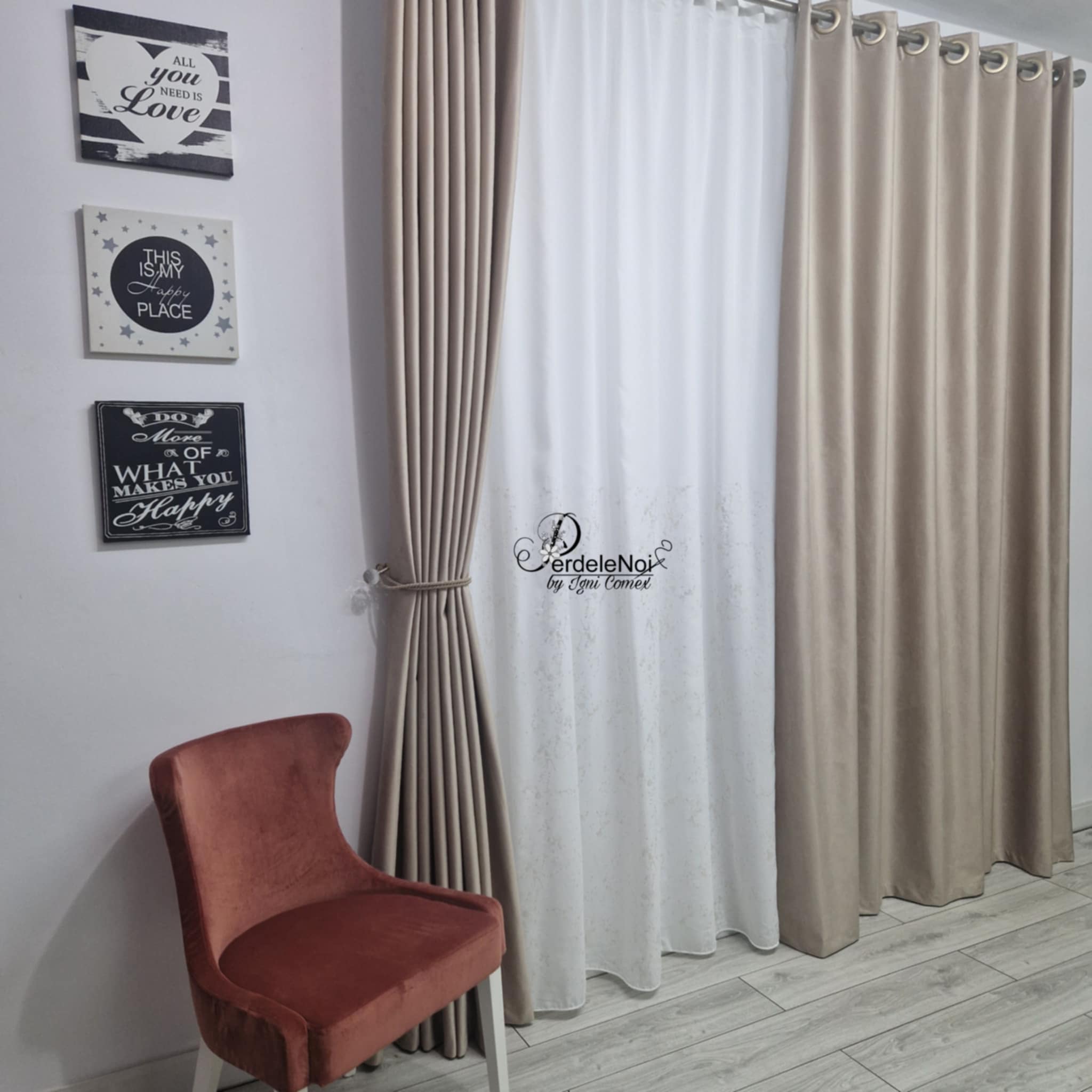 Draperie catifea blackout 100% bej Draperie catifea blackout 100% bej